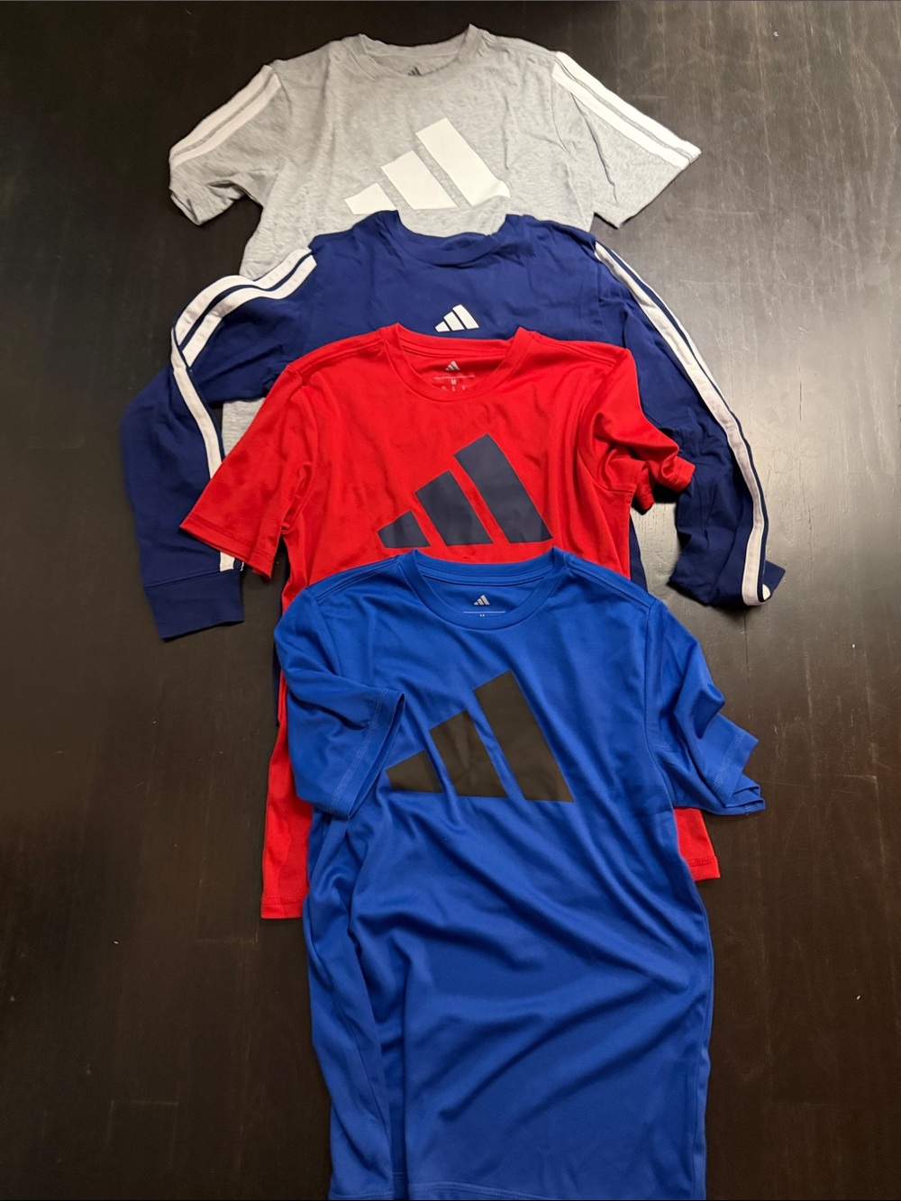 adidas Kids Multi-Pack Short Sleeve Tees — Blue, Red, Navy & Gray